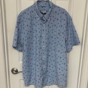 Huk Men's Sky Blue Graphic Button Down Shirt Lobster print size Large